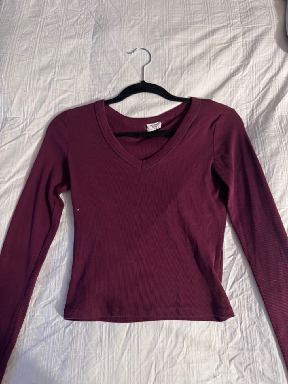 Cotton On Size Medium Women’s V-Neck Long Sleeve Top - Burgundy